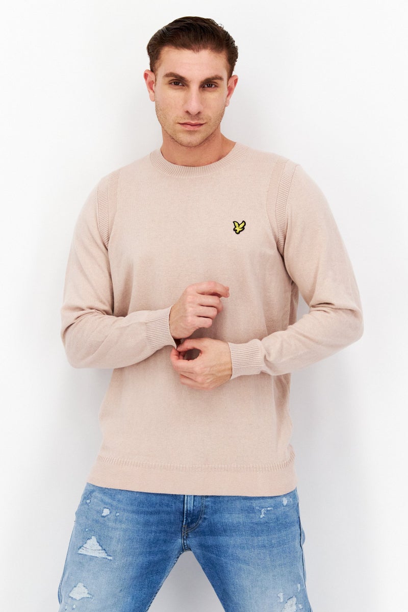 Lyle & Scott Men Crew Neck Long Sleeve Printed Sweatshirt, Light Brown - Image 1