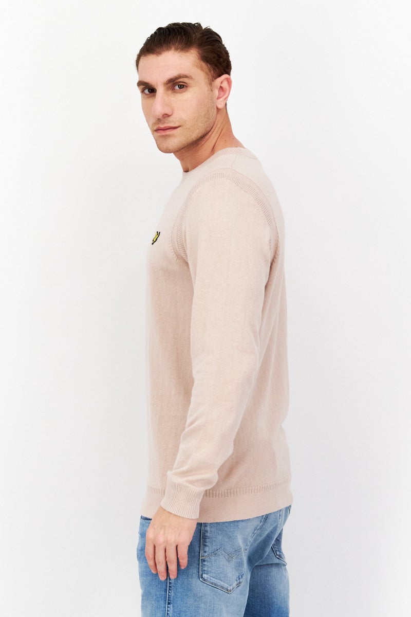 Lyle & Scott Men Crew Neck Long Sleeve Printed Sweatshirt, Light Brown - Image 3