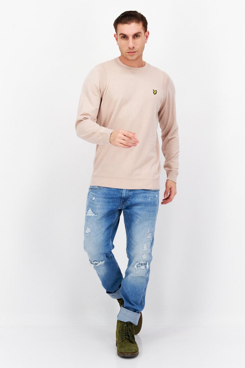 Lyle & Scott Men Crew Neck Long Sleeve Printed Sweatshirt, Light Brown - Image 4