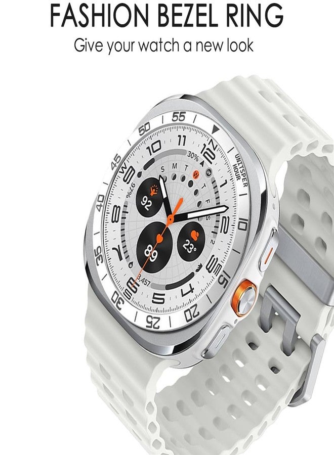 DEALELE Bezel Cover Compatible with Samsung Galaxy Watch Ultra 47mm (2025/2024), Time Scale Stainless Steel Metal Bezel Ring Adhesive Cover Anti Scratch Protector Accessory, Silver - Image 2
