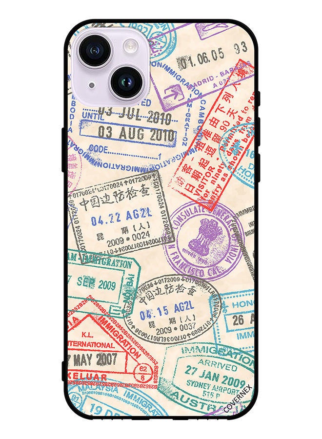 Covernex Protective Case Cover For Apple iPhone 14 Travel Stamps Pattern - Image 1