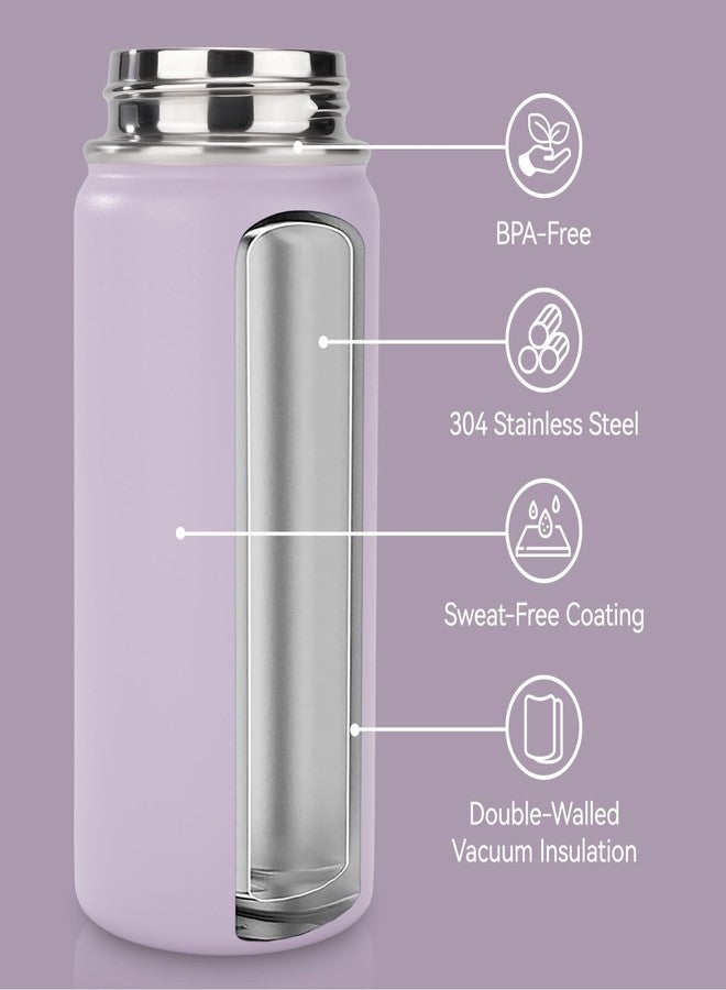 Fijinhom Toddler Water Bottle, 12 oz Kids Vacuum Insulated Thermos for School With Straws Lids, 304 Stainless Steel, BPA-Free, Lilac - Image 2
