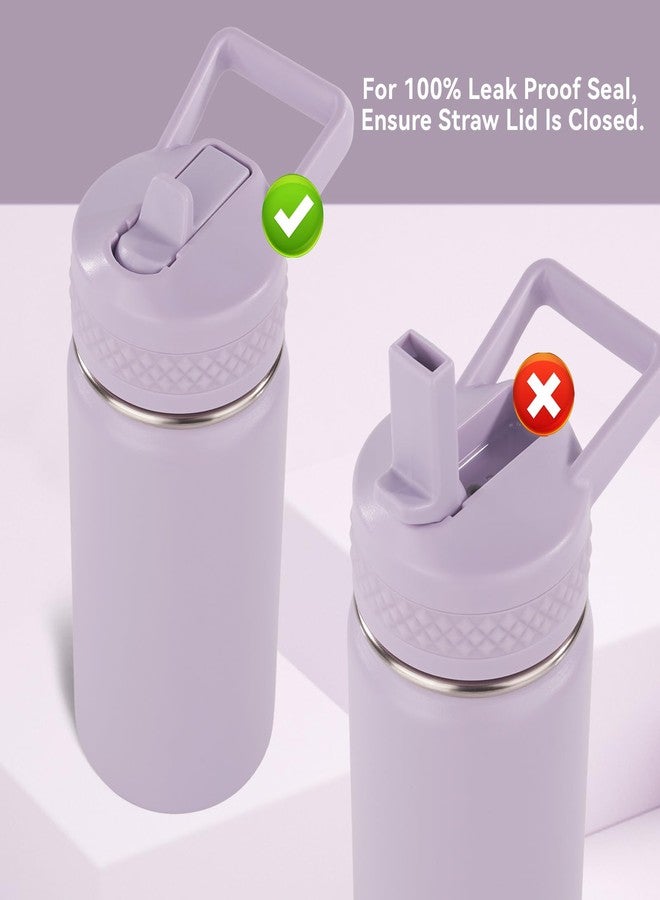 Fijinhom Toddler Water Bottle, 12 oz Kids Vacuum Insulated Thermos for School With Straws Lids, 304 Stainless Steel, BPA-Free, Lilac - Image 5