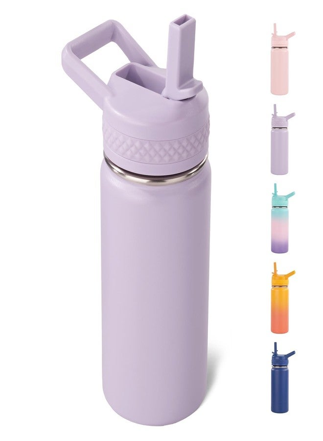 Fijinhom Toddler Water Bottle, 12 oz Kids Vacuum Insulated Thermos for School With Straws Lids, 304 Stainless Steel, BPA-Free, Lilac - Image 1