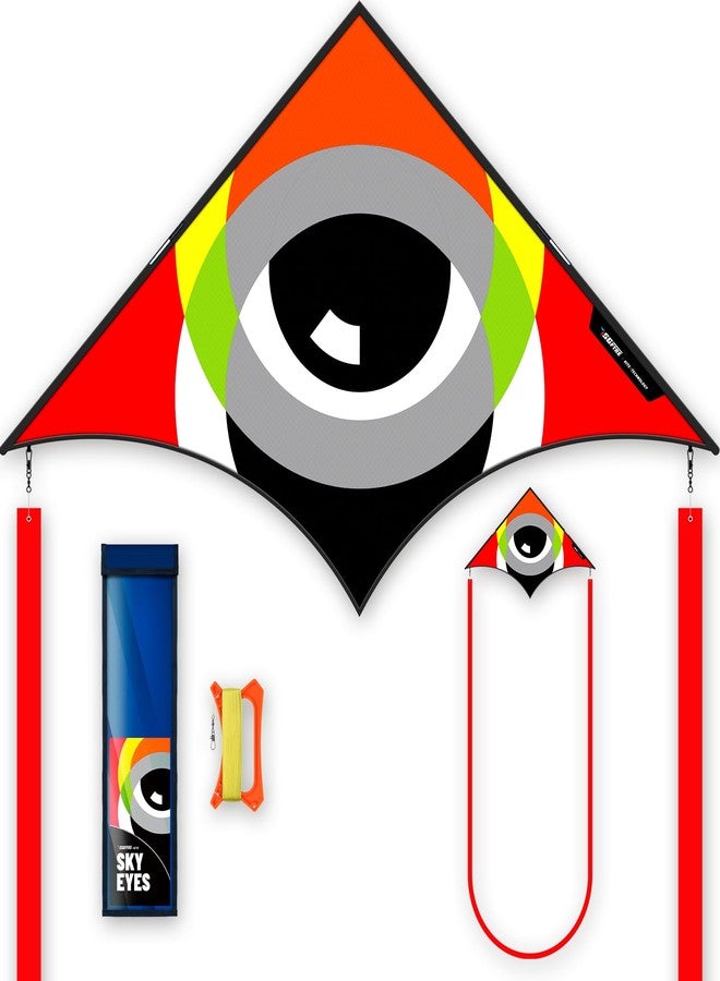SGftre Delta Kite Easy to Fly,Single Line String with Tail for Beach Flying Kites for Kids and Adults Kites Outdoor Trip Park Family Game (Eye of The Sky red, 1) - Image 1