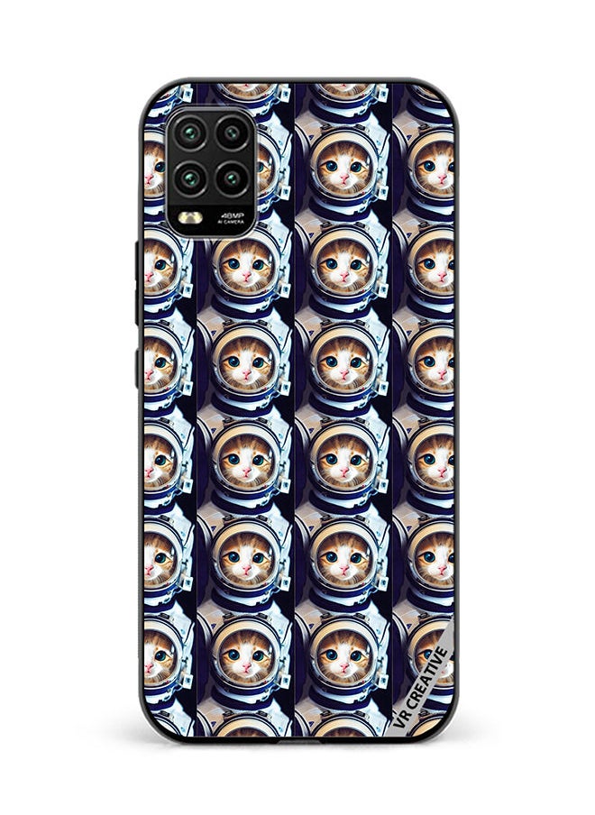 Protective Case Cover For Xiaomi Mi 10 Lite 5G Cat Face Inside Astronauts Helmet Pattern Design Multicolour