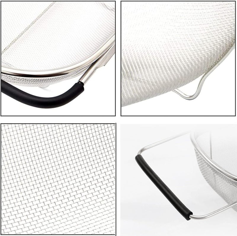SENTAVIL Sink Basket Stainless Steel Oval Colander Rubber Grip Handle Fine Mesh Strainer Baskets Kitchen Over The Sink Colander for Strain Drain Rice Vegetables Fruits 1 Pc Silver - Image 5