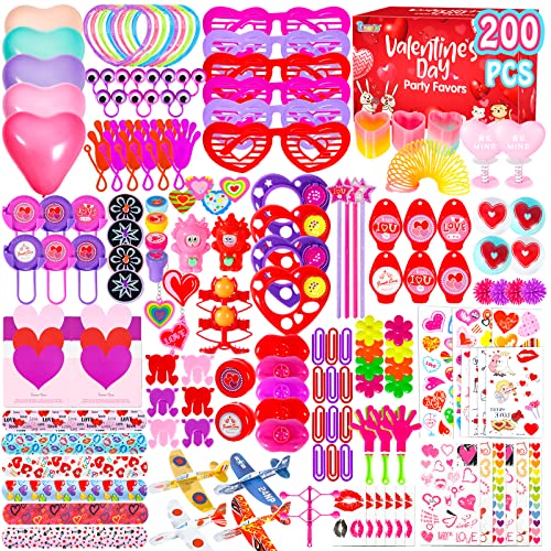 Thuodo 200pcs Valentines Party Favors Toys Assortment Valentines Day Gifts for Kids as Valentine Classroom Prizes Rewards Bulk Goodie Bag Stuffers Birthday Party SuppliesValentines - Image 1