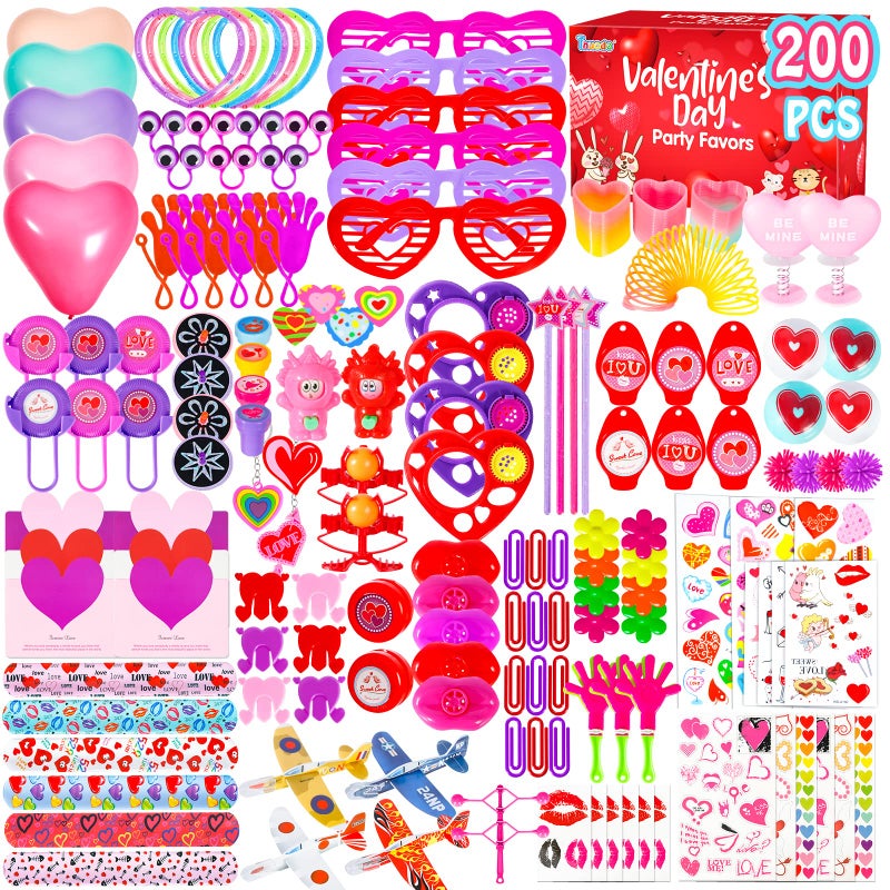 Thuodo 200pcs Valentines Party Favors Toys Assortment Valentines Day Gifts for Kids as Valentine Classroom Prizes Rewards Bulk Goodie Bag Stuffers Birthday Party SuppliesValentines - Image 3