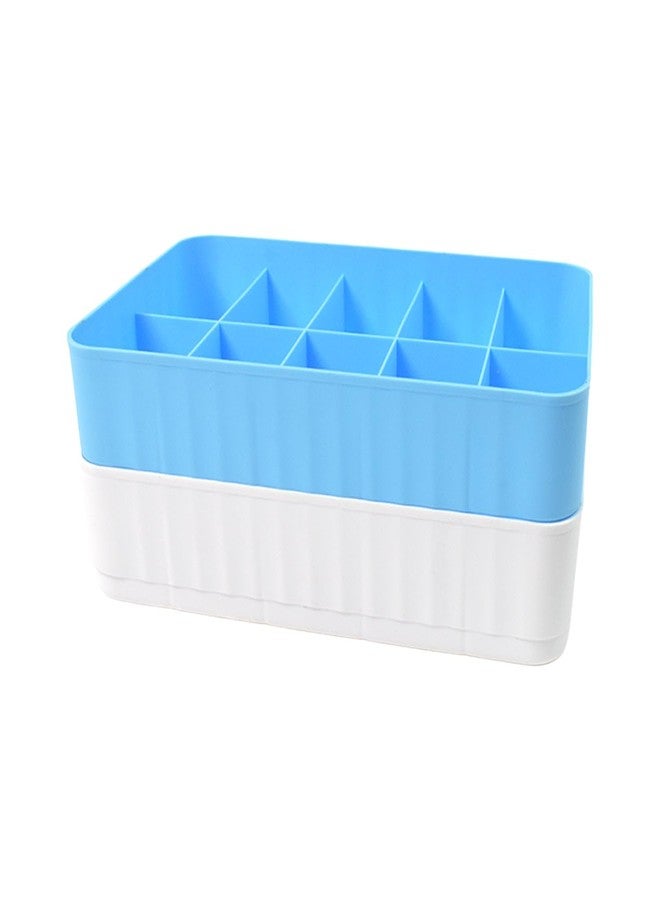 Horizonite Multi-Function Desktop Drawer Storage Box 10 Grid Underwear Socks Box (2 Pc Set) - Image 1