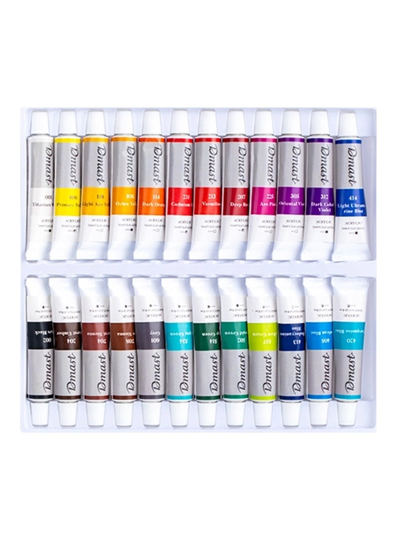 Dmast 24-Piece Acrylic Paint Tube Set 12ml Content Per Tube Multicolour - Image 2