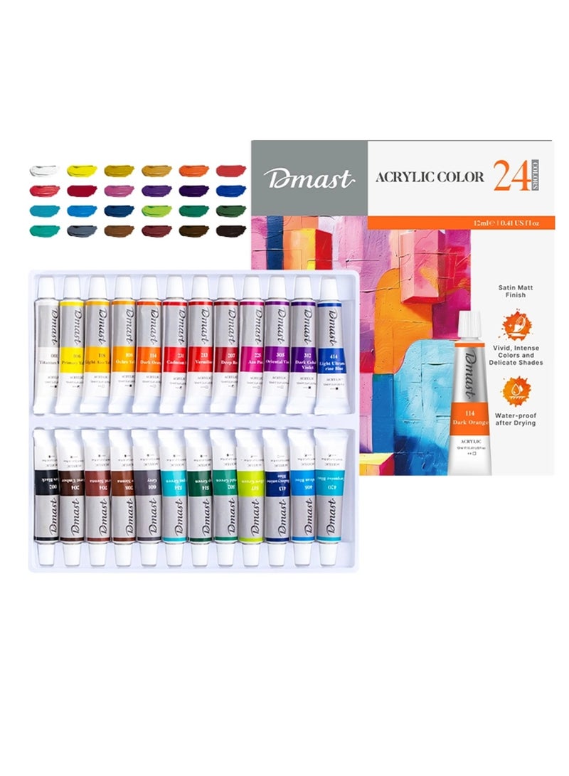 Dmast 24-Piece Acrylic Paint Tube Set 12ml Content Per Tube Multicolour - Image 1