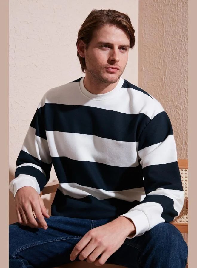 Buratti Buratti Cotton Striped Regular Fit Crew Neck Sweat Men's SWEAT 5905790