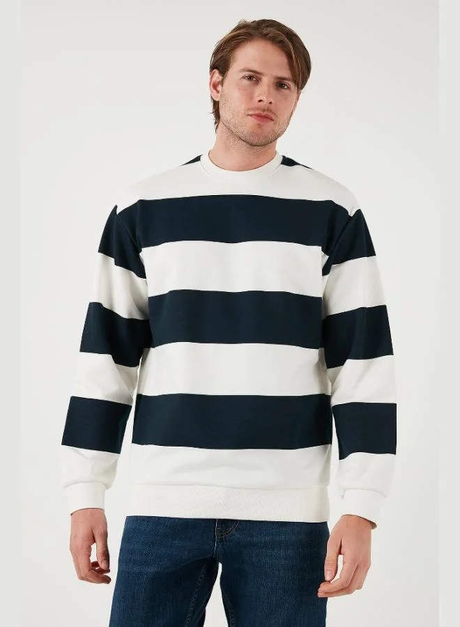 Buratti  Buratti Cotton Striped Regular Fit Crew Neck Sweat Men's SWEAT 5905790 for Men | Best Price UAE