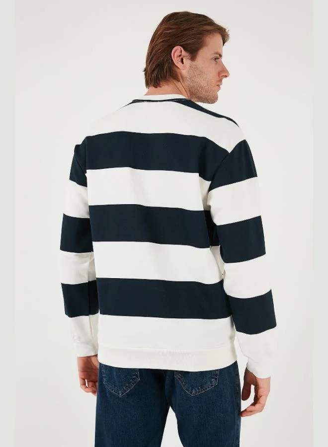 Buratti  Buratti Cotton Striped Regular Fit Crew Neck Sweat Men's SWEAT 5905790 for Men | Best Price UAE