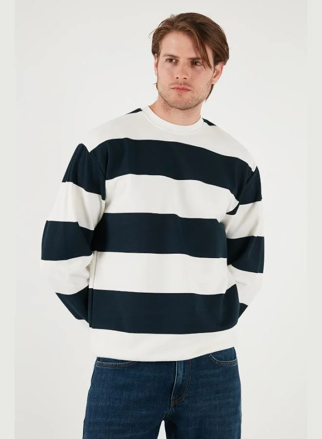 Buratti  Buratti Cotton Striped Regular Fit Crew Neck Sweat Men's SWEAT 5905790 for Men | Best Price UAE