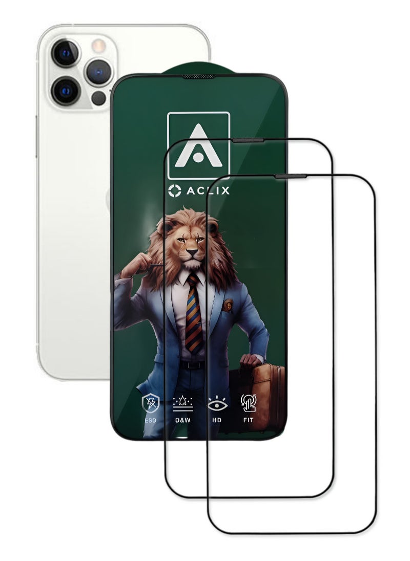 ACLIX 2 Pieces Antistatic ESD Dustproof Premium Quality High Definition Tempered Glass Screen Protector Designed For  iPhone 12 Pro Max - Image 1