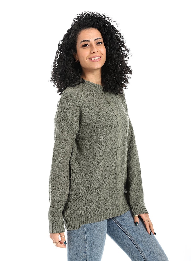 سيزار بلوفر صوف حريمي طويل مزود بتصمميات متعددة - Image 3