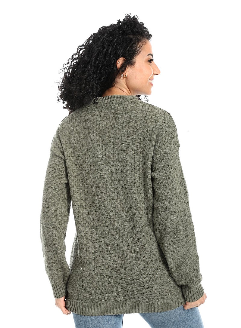 سيزار بلوفر صوف حريمي طويل مزود بتصمميات متعددة - Image 4