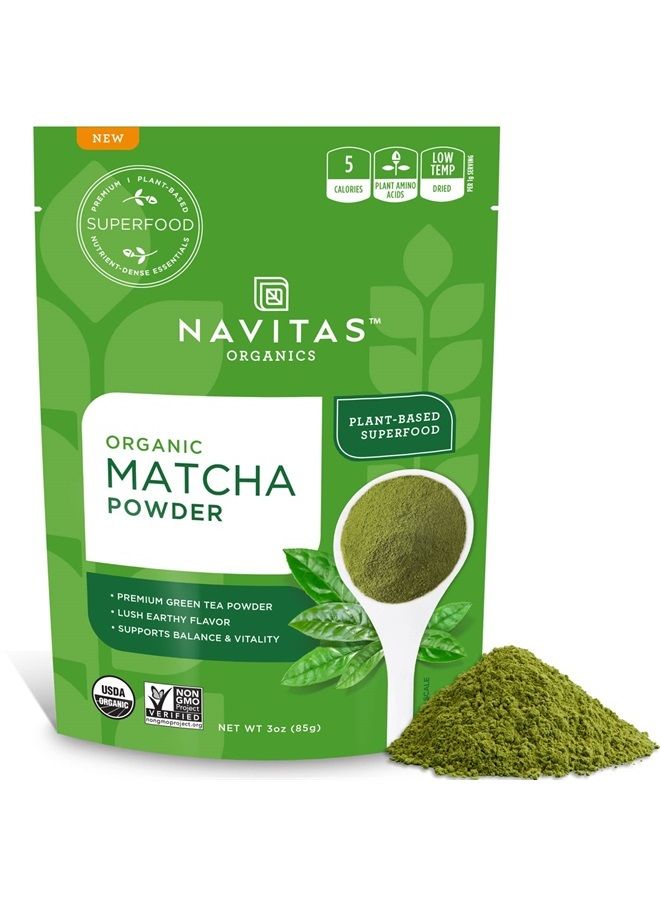 Navitas Organics Matcha Powder, 3 oz. Bag, 85 Servings — Premium Culinary Grade, Organic, Non-GMO, Gluten-Free - Image 1