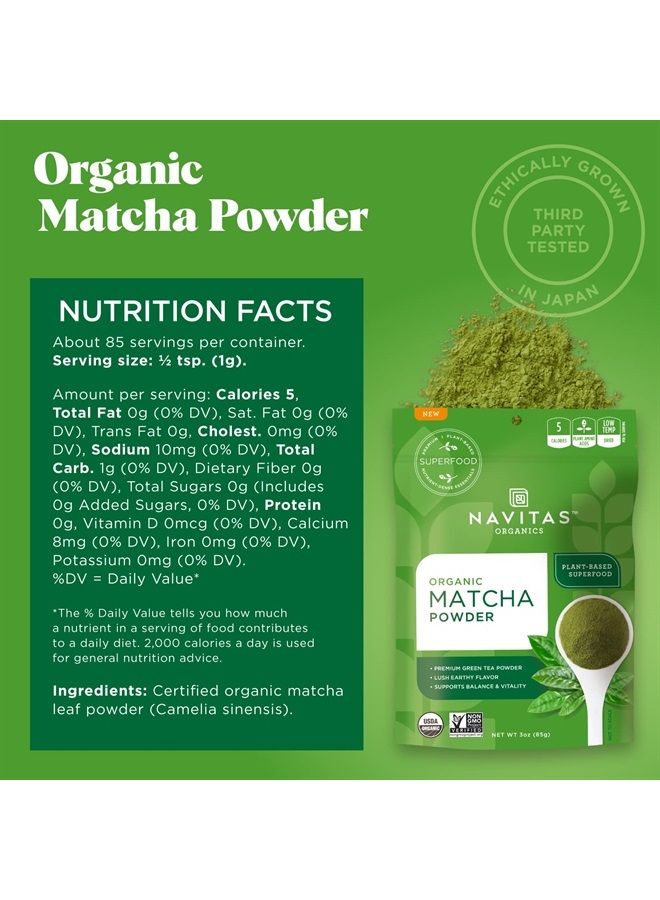 Navitas Organics Matcha Powder, 3 oz. Bag, 85 Servings — Premium Culinary Grade, Organic, Non-GMO, Gluten-Free - Image 3