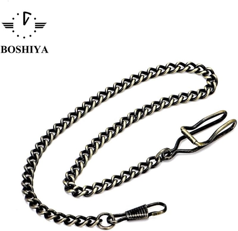 BoShiYa Clip Pocket Watch Chain for Men Vintage Metal Alloy Albert Vest Chain 14.9 Inch Pocket Watch Chains Link - Image 4