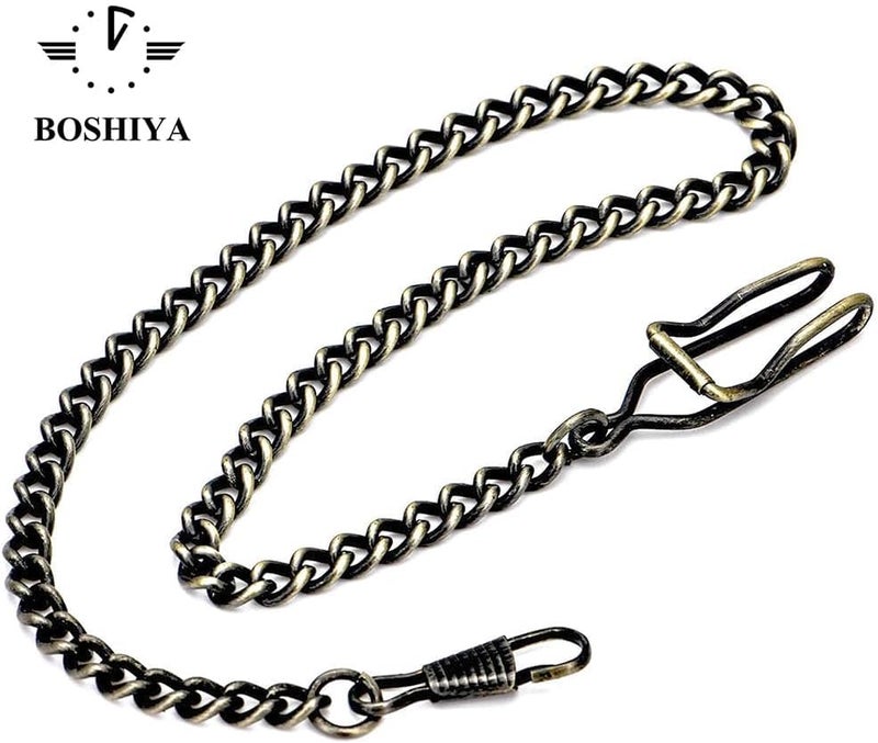 BoShiYa Clip Pocket Watch Chain for Men Vintage Metal Alloy Albert Vest Chain 14.9 Inch Pocket Watch Chains Link - Image 2