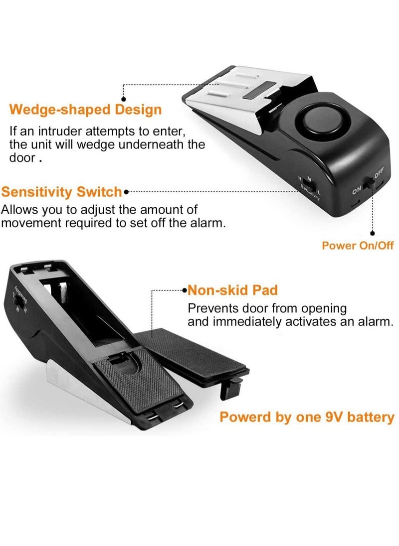 SYOSI 2Pack Door Stop Alarm with 120DB Siren Door Stop for Home Travel, Apartment House, Office Black Jammer Wedges  - Image 3