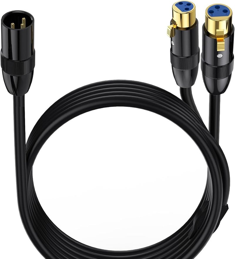 كابل توصيل Disscool 3 Pins Balanced XLR Male إلى 2XLR Female للميكروفونات، مناسب لأنظمة الصوت، محطات الراديو، أنظمة السماعات، إضاءة المسرح، وأضواء البار (طول 0.5 متر/1.65 قدم) - Image 1