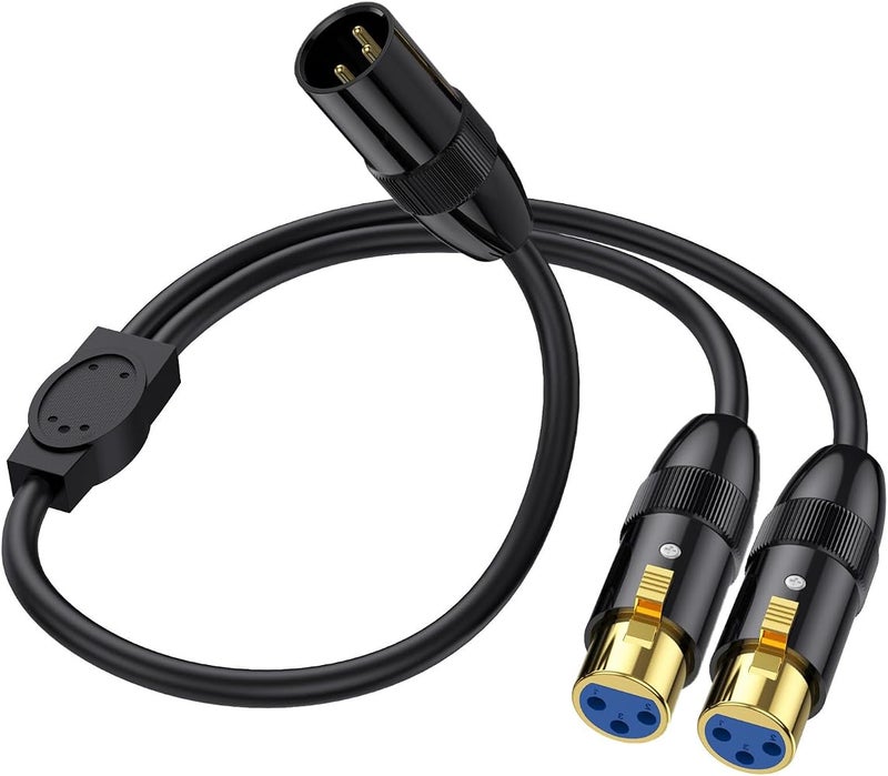 كابل توصيل Disscool 3 Pins Balanced XLR Male إلى 2XLR Female للميكروفونات، مناسب لأنظمة الصوت، محطات الراديو، أنظمة السماعات، إضاءة المسرح، وأضواء البار (طول 0.5 متر/1.65 قدم) - Image 2