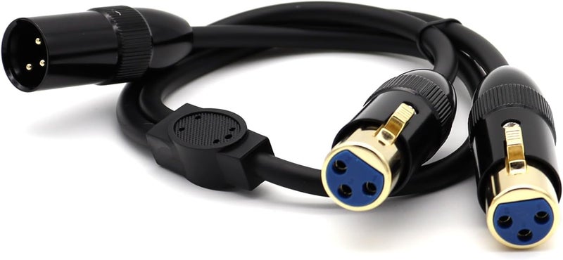 كابل توصيل Disscool 3 Pins Balanced XLR Male إلى 2XLR Female للميكروفونات، مناسب لأنظمة الصوت، محطات الراديو، أنظمة السماعات، إضاءة المسرح، وأضواء البار (طول 0.5 متر/1.65 قدم) - Image 3