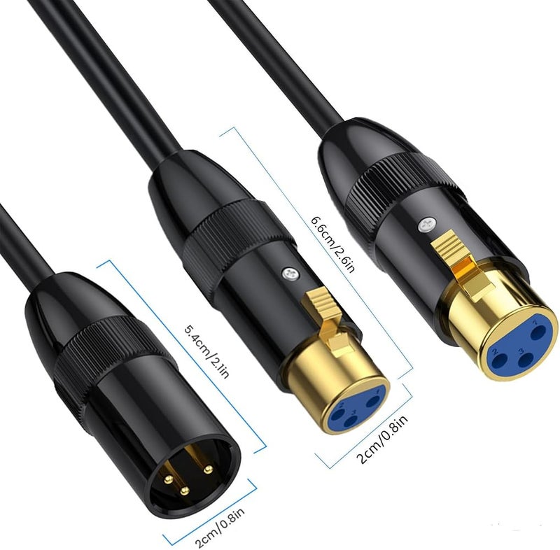 كابل توصيل Disscool 3 Pins Balanced XLR Male إلى 2XLR Female للميكروفونات، مناسب لأنظمة الصوت، محطات الراديو، أنظمة السماعات، إضاءة المسرح، وأضواء البار (طول 0.5 متر/1.65 قدم) - Image 4