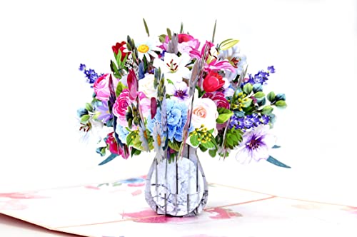Teabug Cards Mixed Flower Vase Pop Up Birthday Card, Mothers Day Card, Anniversary Card, Thinking of You Card - Image 2