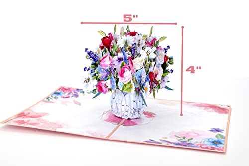 Teabug Cards Mixed Flower Vase Pop Up Birthday Card, Mothers Day Card, Anniversary Card, Thinking of You Card - Image 3