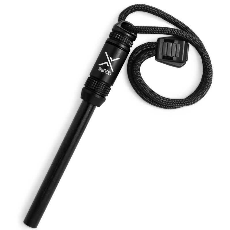 Exotac fireROD Ferrocerium Firestarter with Replaceable 5/16 in. Diameter Waterproof Ferro Rod Striker and Tinder Capsule Compartment with Included quickLIGHT Tabs, Works with Most Bushcrafting Knives - Image 1