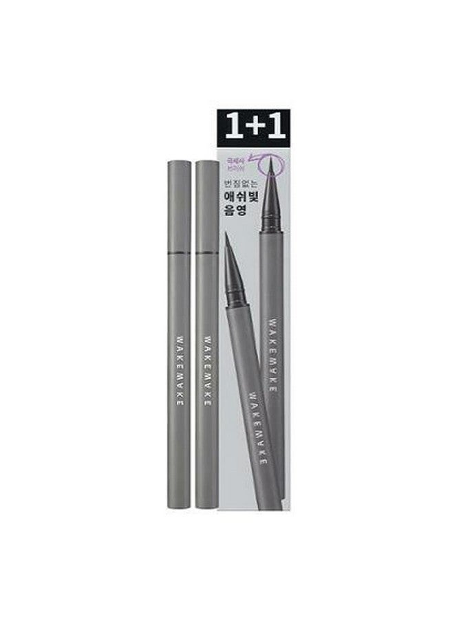 WAKEMAKE WAKEMAKE Real Ash Brush Eyeliner, Korean Makeup Liquid Eyeliner, Smudge-proof, Ultra-Fine Tip, Long Lasting Waterproof Liquid Eyeliner 0.04 OZ (Pack of 2) (01 ASH BLACK) - Image 1