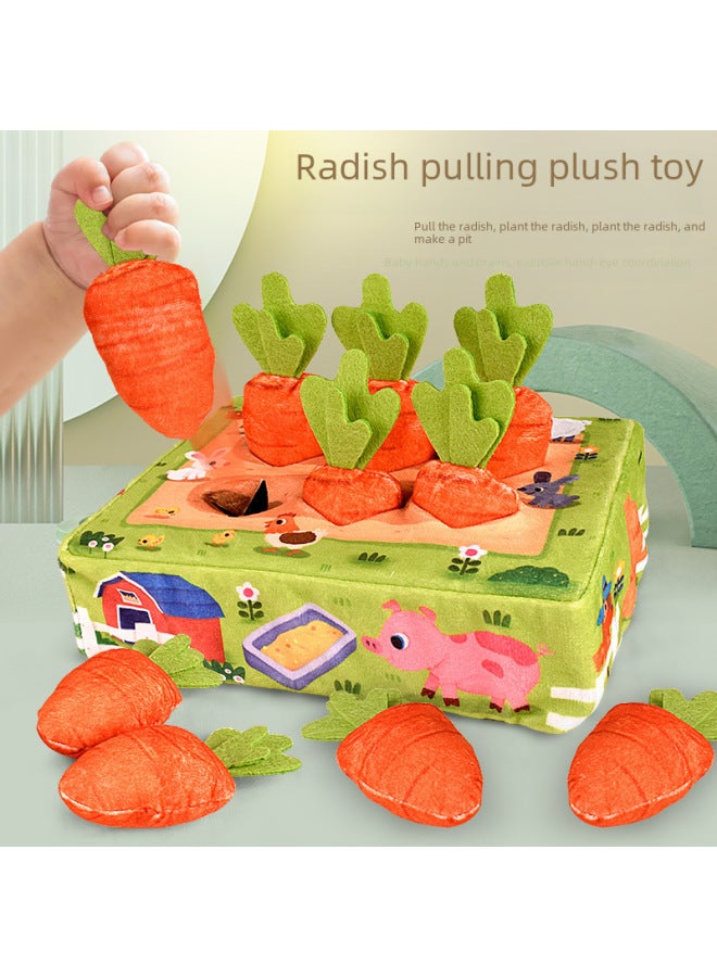 Children Pull Radish Puzzle Early Education Newborn Toys Plush 6 Months Baby Paper Baby 0-1 Years Old-Color:Tissue Box/available Car Model-standard Version (with 4 Velvet Towels)  - Image 5