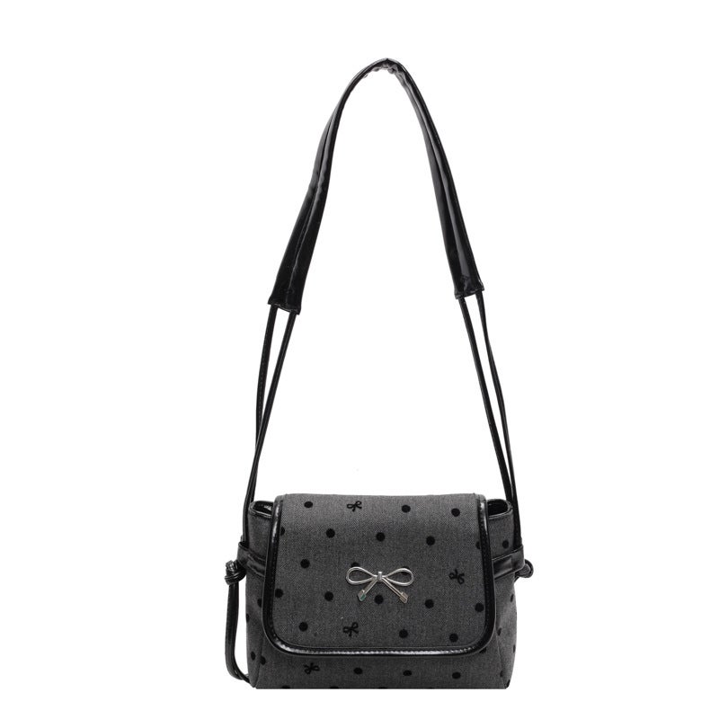 Ins Niche Design Bow Polka Dot Armpit Small Square Bag Fashionable Commuter Shoulder Crossbody Bag - Image 1