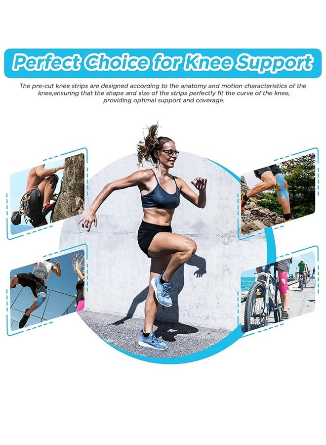 بوليشد شريط حركة الركبة، 8 قطع، شريط ركبة قطني أصلي مقاوم للماء ومقطع مسبقًا، شريط رياضي مرن ومتين للدعم والراحة أثناء التمرين - Image 4