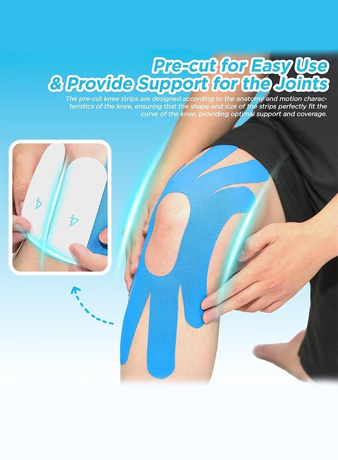 بوليشد شريط حركة الركبة، 8 قطع، شريط ركبة قطني أصلي مقاوم للماء ومقطع مسبقًا، شريط رياضي مرن ومتين للدعم والراحة أثناء التمرين - Image 5
