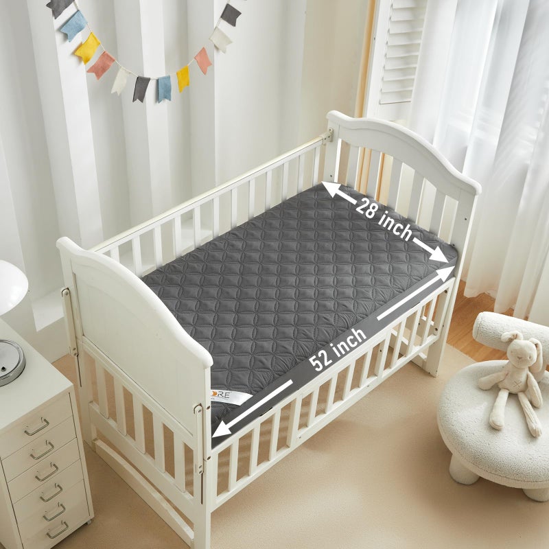BEDLORE Waterproof Mattress Protector Crib, 2 Pack Soft Gray Mattress Pad, Noiseless Machine Washable Mattress Cover, Ultimate Protection for Your Baby's Crib Toddler Bed (52''x28'') - Image 2