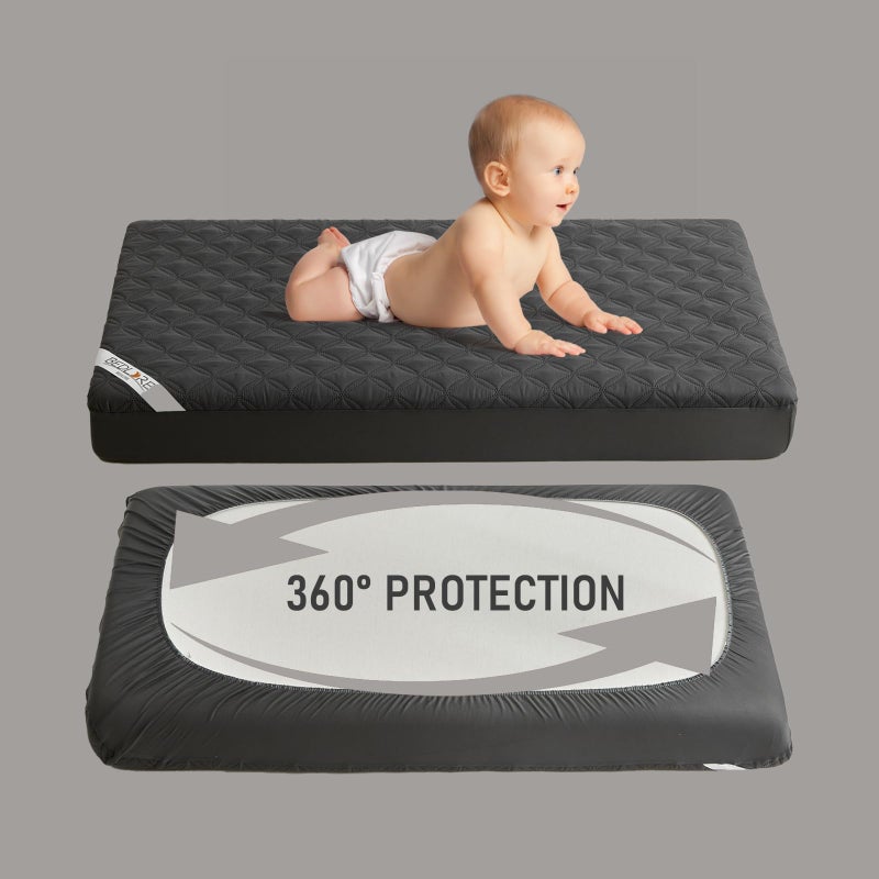 BEDLORE Waterproof Mattress Protector Crib, 2 Pack Soft Gray Mattress Pad, Noiseless Machine Washable Mattress Cover, Ultimate Protection for Your Baby's Crib Toddler Bed (52''x28'') - Image 3