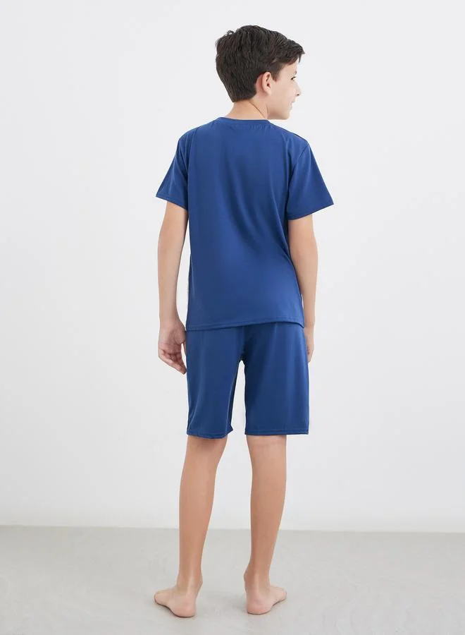 Styli Styli Color Block Print T-Shirt and Shorts Set
