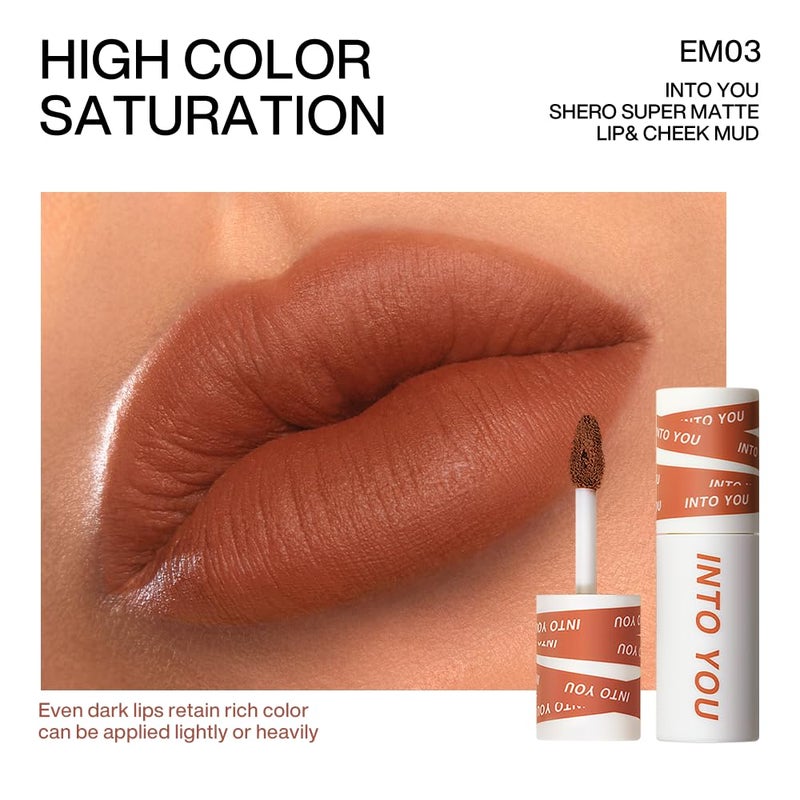 INTO YOU Matte Lipstick, Super Stay Lipcolor for Women, Waterproof, Long Lasting Lip Stain, High Impact Lip Clay with Lightweight Lip Mud Texture, Dual-use for Lips and Cheek, Brown Lipstick (EM03) - Image 3