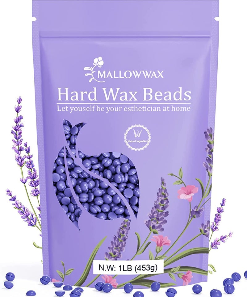 Mallowwax Hard Wax Beads, Wax Beans for Hair Removal, Natural Lavender, Stripless, Coarse Body Hair Specific - Ideal for Bikini, Brazilian, Legs, Underarms, Chest, 16 Ounce - Image 1