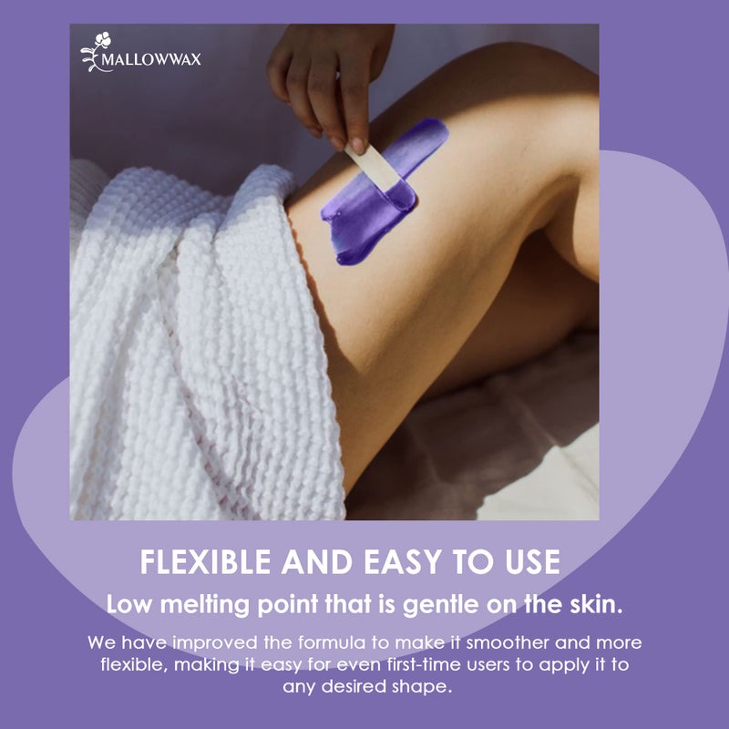 Mallowwax Hard Wax Beads, Wax Beans for Hair Removal, Natural Lavender, Stripless, Coarse Body Hair Specific - Ideal for Bikini, Brazilian, Legs, Underarms, Chest, 16 Ounce - Image 5