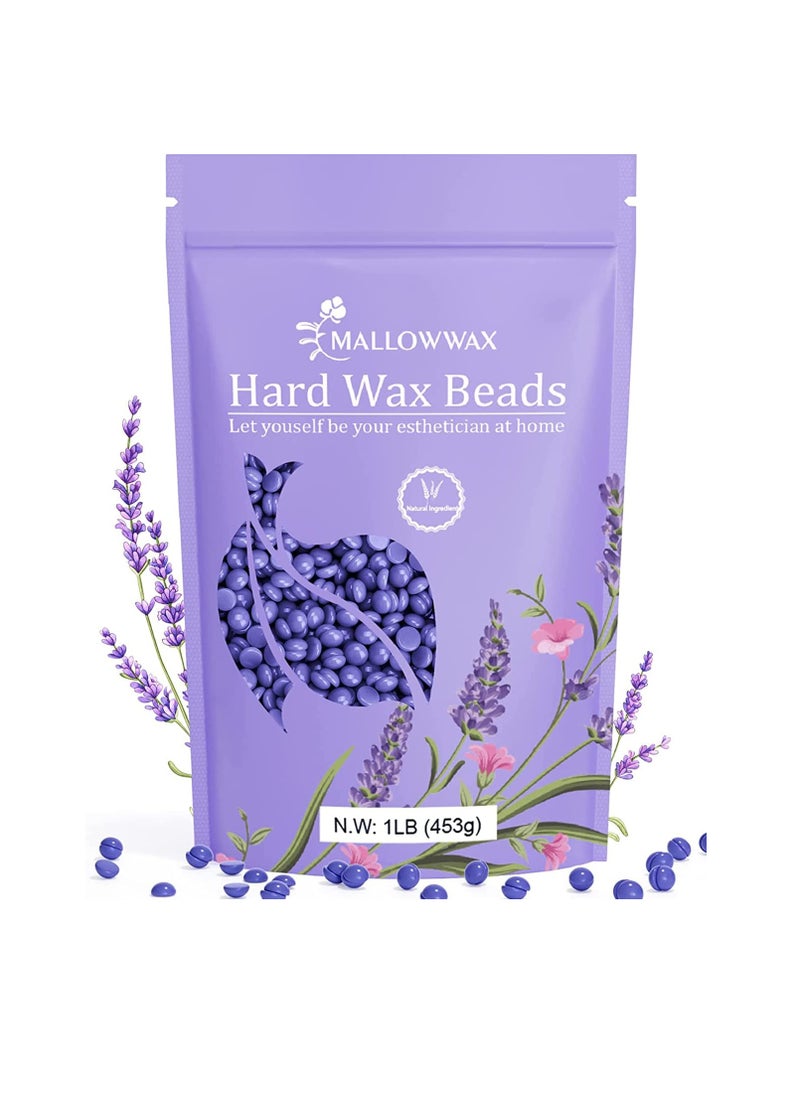 Mallowwax Hard Wax Beads, Wax Beans for Hair Removal, Natural Lavender, Stripless, Coarse Body Hair Specific - Ideal for Bikini, Brazilian, Legs, Underarms, Chest, 16 Ounce  - Image 1