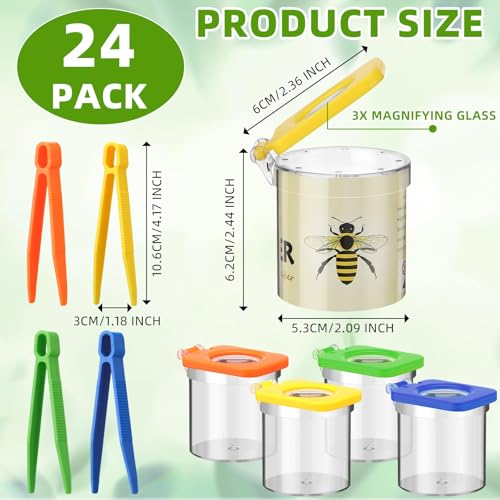 Halloscume 24 Pack Insect Bug Viewer Kit for Kids with Tweezers Explorer Outdoor Set Bug Catcher Containers for Insects Magnifying Insect Box Observation Kit for Science Nature Exploration Collecting - Image 5