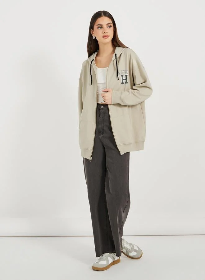 Styli Oversized Longline Zip Through Hoodie