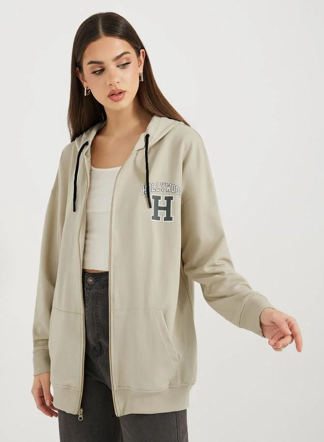 Styli Oversized Longline Zip Through Hoodie